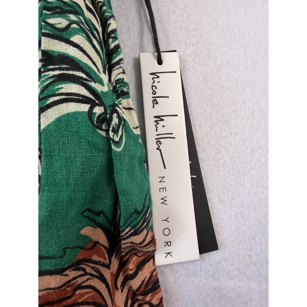 Nicole Miller 100% Linen Wide Leg Cropped Pants Size Large Tropical Print Resort - Picture 6 of 7